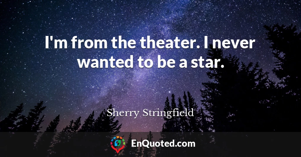 I'm from the theater. I never wanted to be a star.