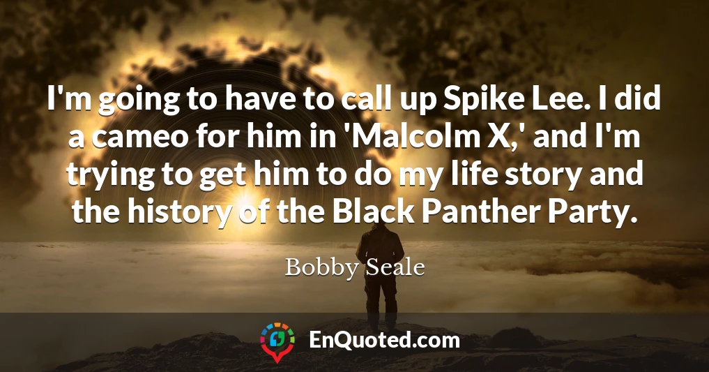 I'm going to have to call up Spike Lee. I did a cameo for him in 'Malcolm X,' and I'm trying to get him to do my life story and the history of the Black Panther Party.