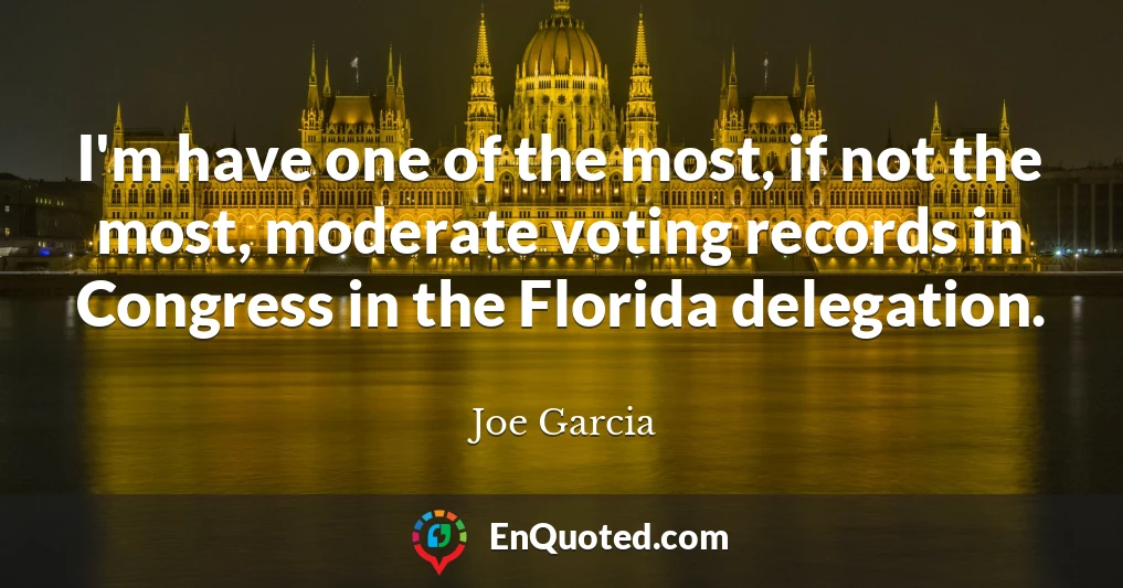 I'm have one of the most, if not the most, moderate voting records in Congress in the Florida delegation.
