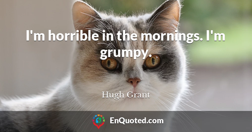 I'm horrible in the mornings. I'm grumpy.