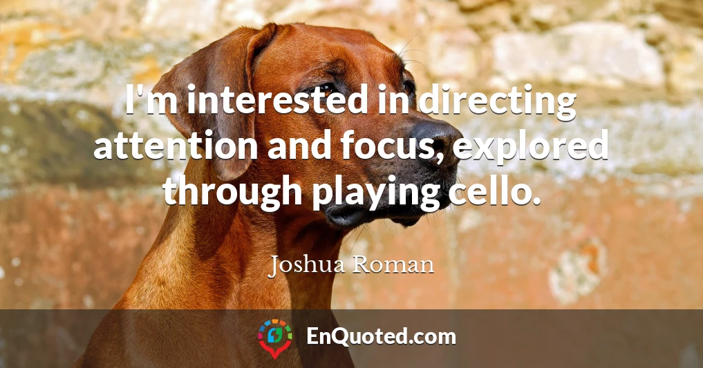 I'm interested in directing attention and focus, explored through playing cello.