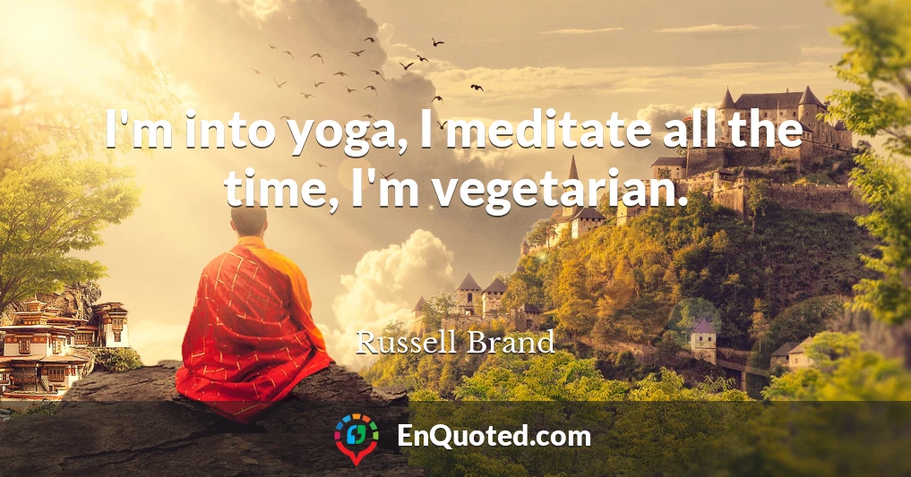 I'm into yoga, I meditate all the time, I'm vegetarian.