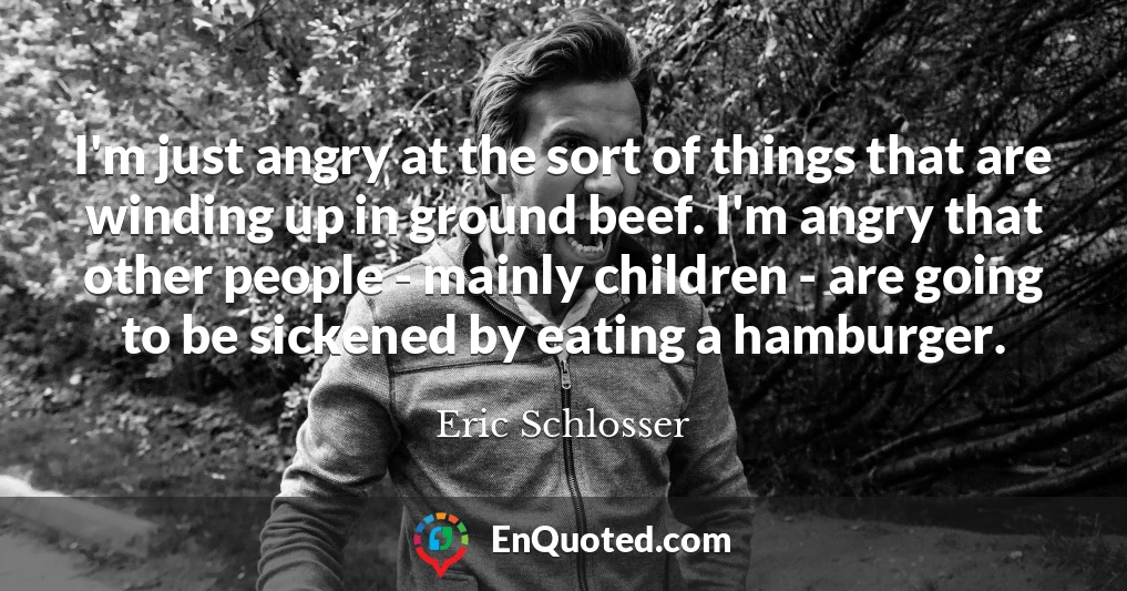 I'm just angry at the sort of things that are winding up in ground beef. I'm angry that other people - mainly children - are going to be sickened by eating a hamburger.