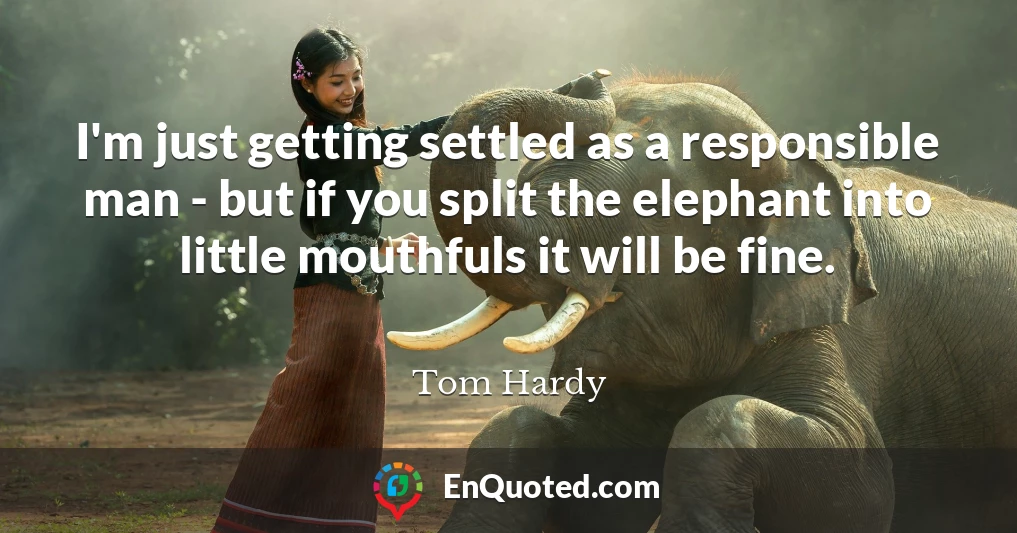 I'm just getting settled as a responsible man - but if you split the elephant into little mouthfuls it will be fine.