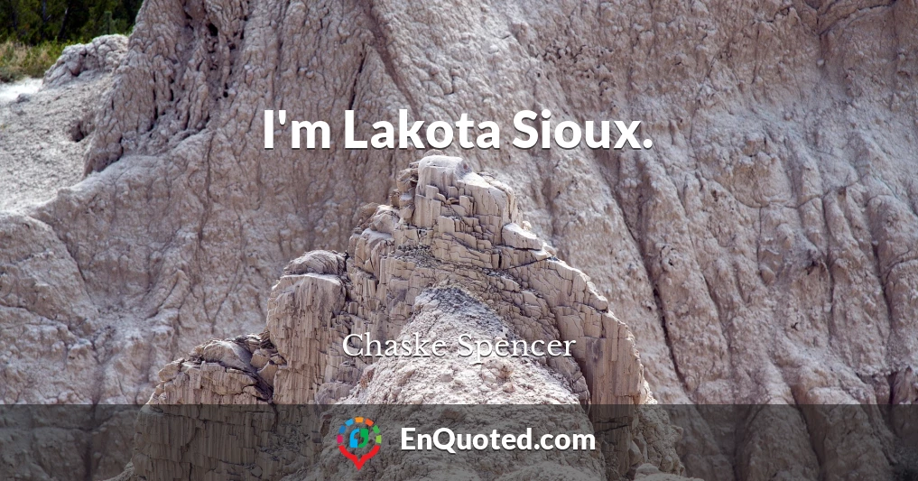 I'm Lakota Sioux.
