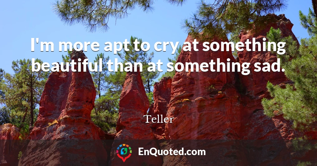 I'm more apt to cry at something beautiful than at something sad.