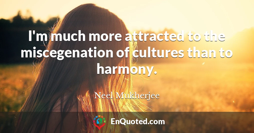 I'm much more attracted to the miscegenation of cultures than to harmony.