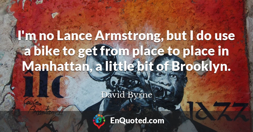 I'm no Lance Armstrong, but I do use a bike to get from place to place in Manhattan, a little bit of Brooklyn.