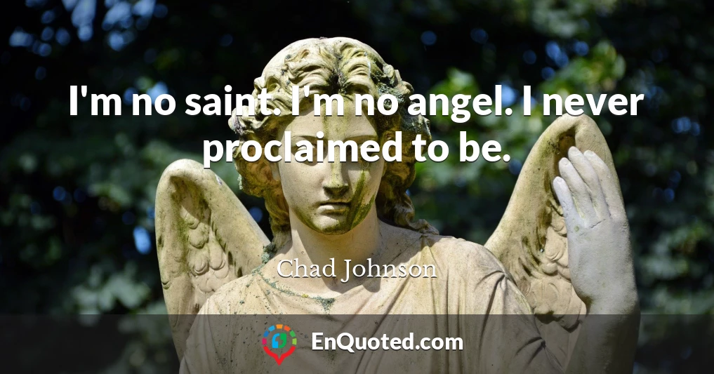 I'm no saint. I'm no angel. I never proclaimed to be.