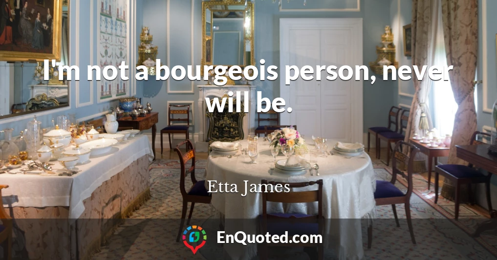 I'm not a bourgeois person, never will be.
