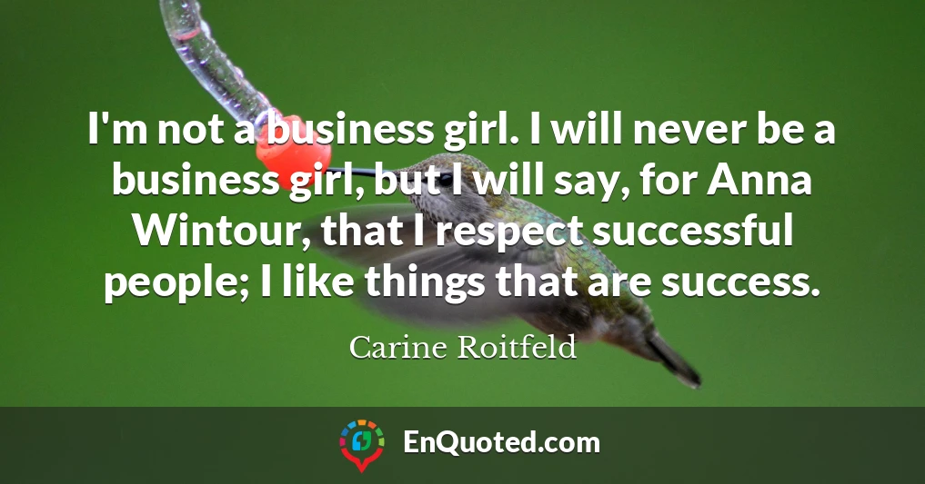 I'm not a business girl. I will never be a business girl, but I will say, for Anna Wintour, that I respect successful people; I like things that are success.