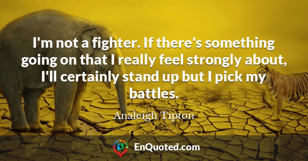I'm not a fighter. If there's something going on that I really feel strongly about, I'll certainly stand up but I pick my battles.