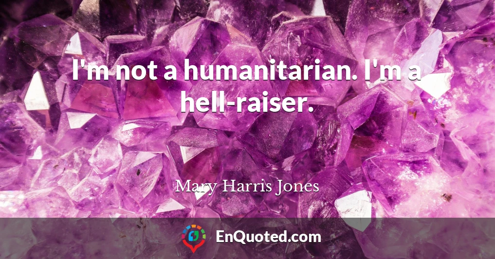 I'm not a humanitarian. I'm a hell-raiser.