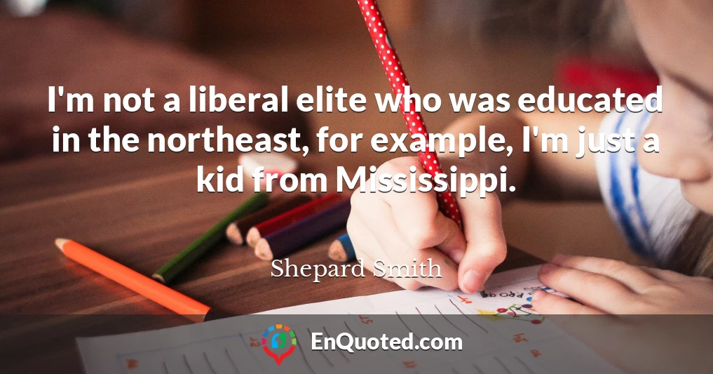 I'm not a liberal elite who was educated in the northeast, for example, I'm just a kid from Mississippi.