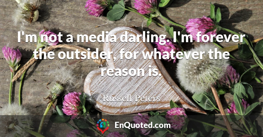 I'm not a media darling. I'm forever the outsider, for whatever the reason is.
