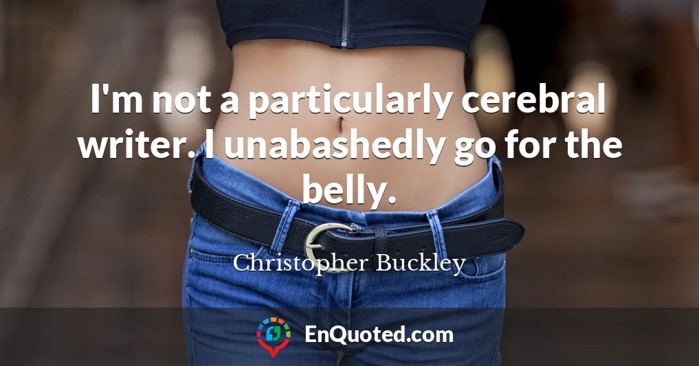 I'm not a particularly cerebral writer. I unabashedly go for the belly.