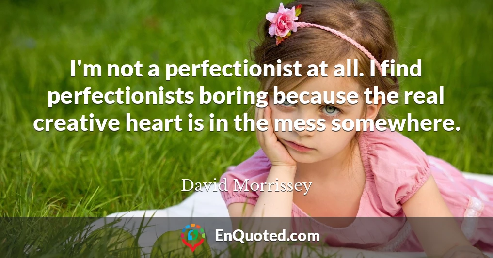 I'm not a perfectionist at all. I find perfectionists boring because the real creative heart is in the mess somewhere.
