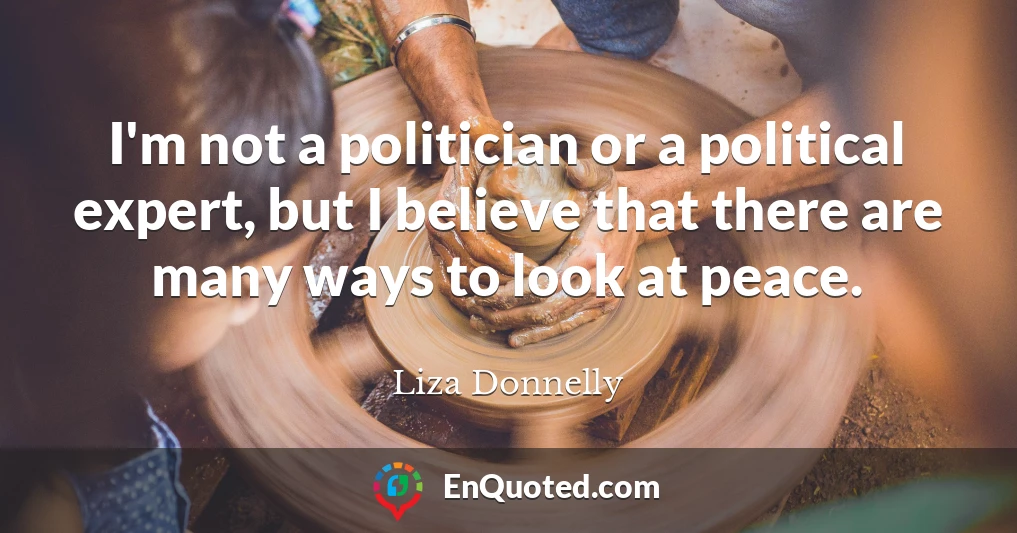 I'm not a politician or a political expert, but I believe that there are many ways to look at peace.