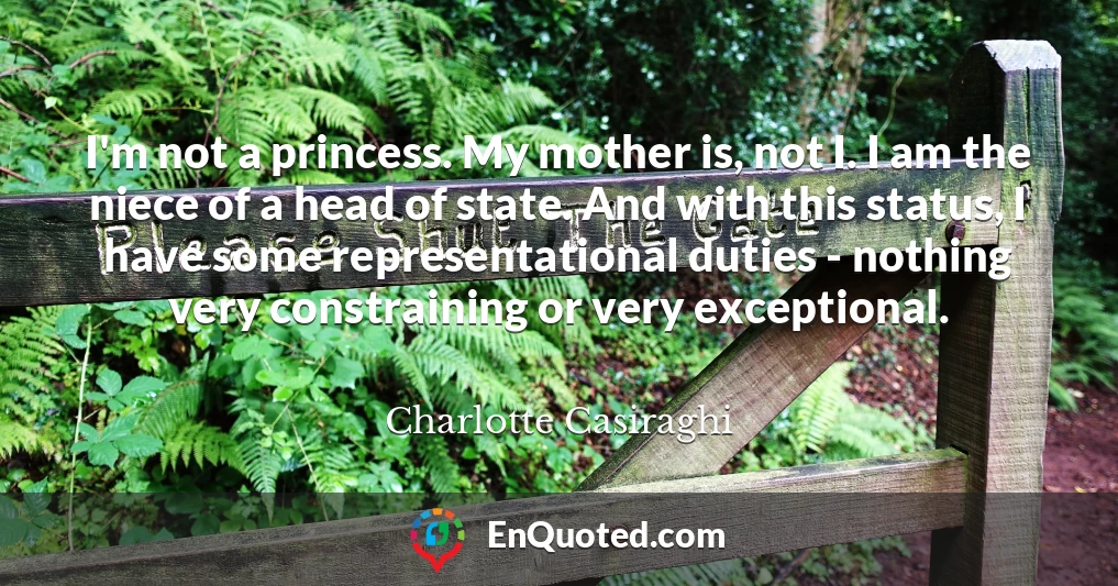 I'm not a princess. My mother is, not I. I am the niece of a head of state. And with this status, I have some representational duties - nothing very constraining or very exceptional.