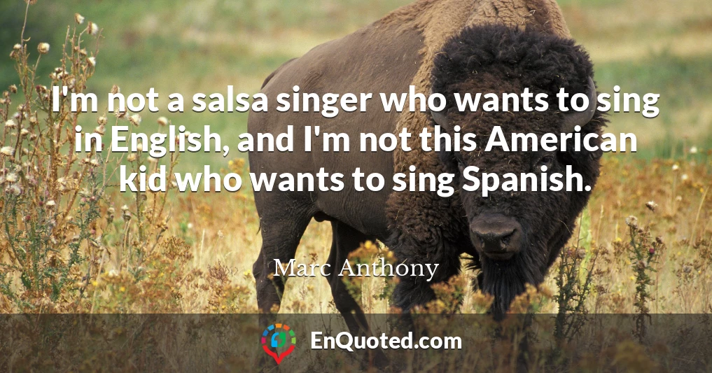 I'm not a salsa singer who wants to sing in English, and I'm not this American kid who wants to sing Spanish.