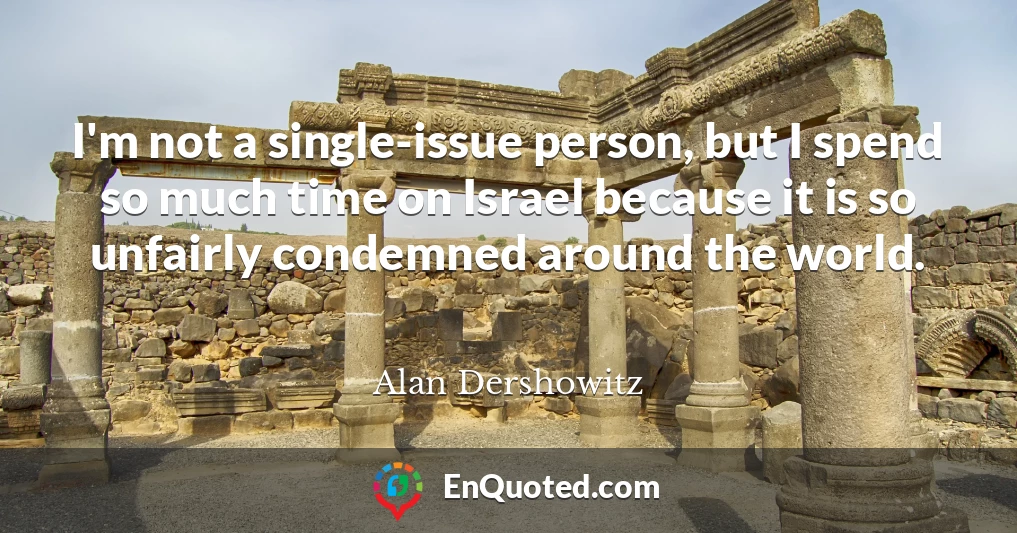 I'm not a single-issue person, but I spend so much time on Israel because it is so unfairly condemned around the world.