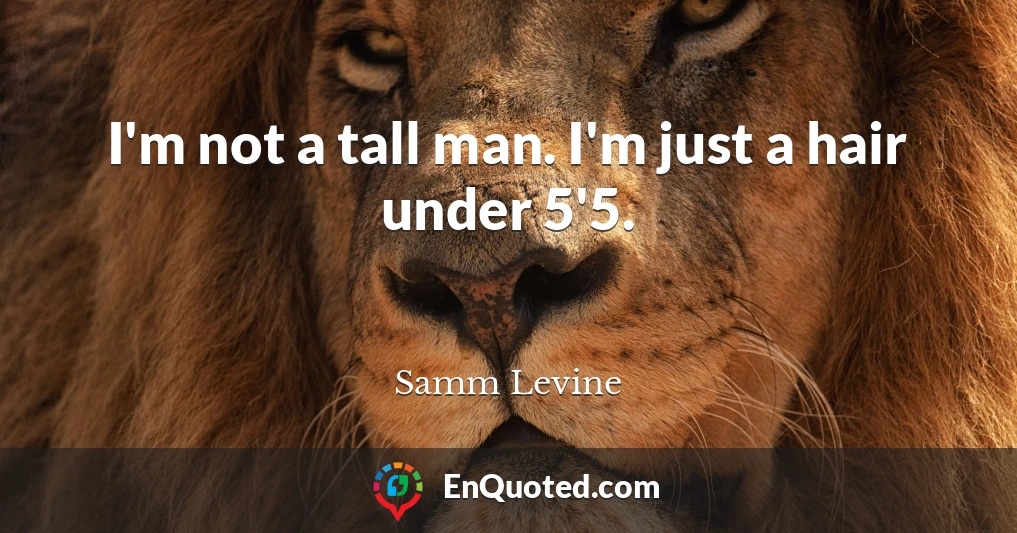 I'm not a tall man. I'm just a hair under 5'5.