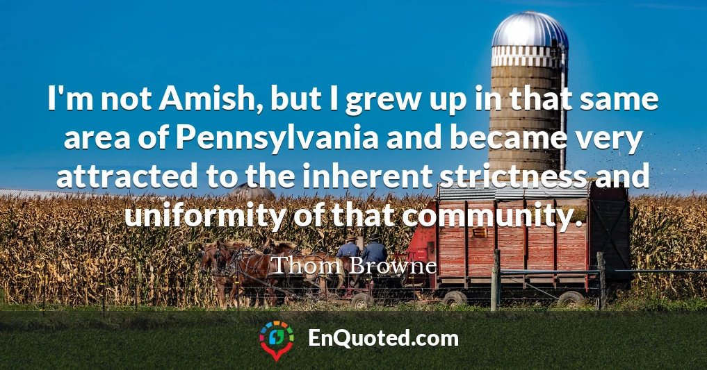 I'm not Amish, but I grew up in that same area of Pennsylvania and became very attracted to the inherent strictness and uniformity of that community.