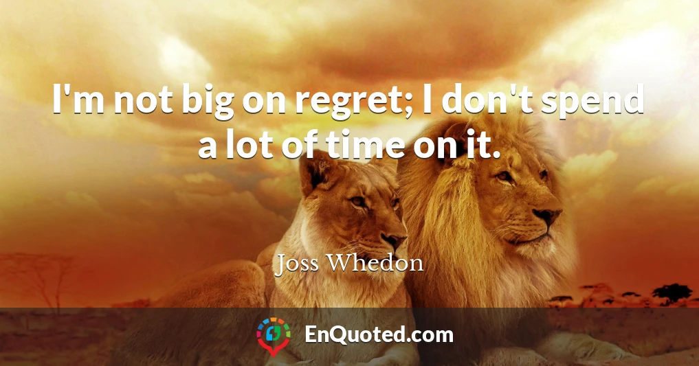 I'm not big on regret; I don't spend a lot of time on it.