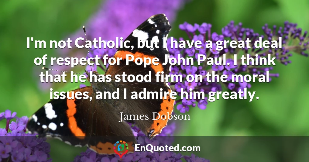 I'm not Catholic, but I have a great deal of respect for Pope John Paul. I think that he has stood firm on the moral issues, and I admire him greatly.