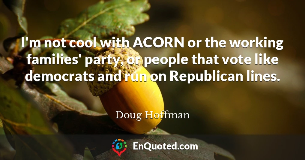 I'm not cool with ACORN or the working families' party, or people that vote like democrats and run on Republican lines.