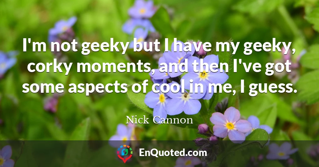 I'm not geeky but I have my geeky, corky moments, and then I've got some aspects of cool in me, I guess.