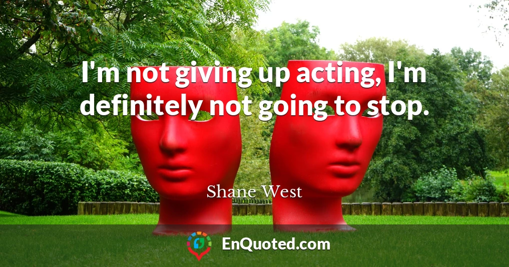 I'm not giving up acting, I'm definitely not going to stop.