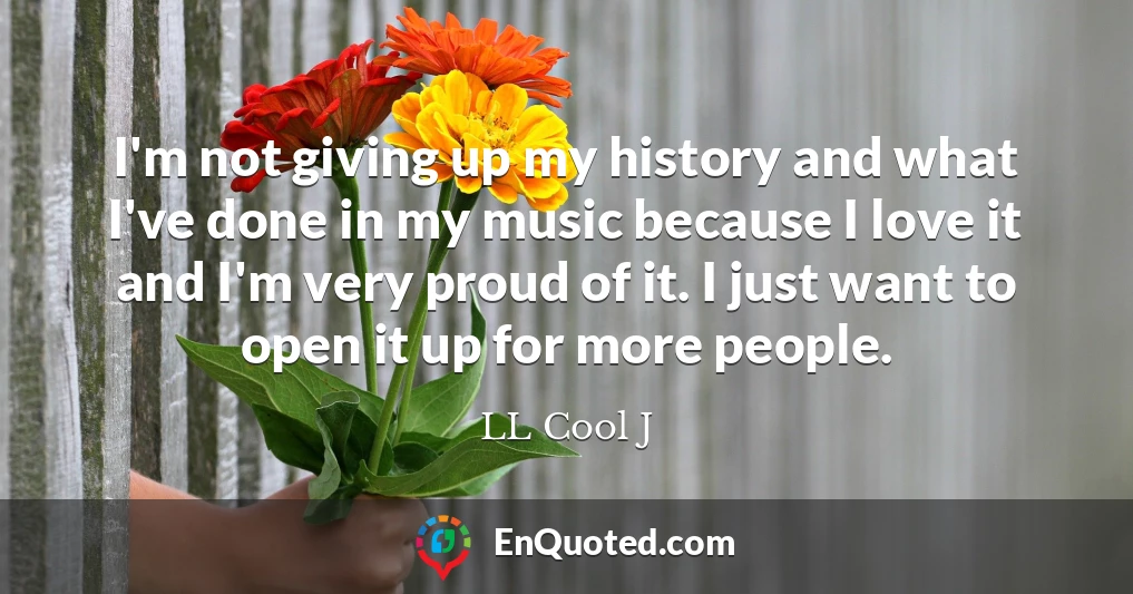 I'm not giving up my history and what I've done in my music because I love it and I'm very proud of it. I just want to open it up for more people.