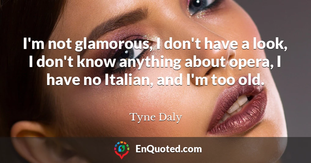 I'm not glamorous, I don't have a look, I don't know anything about opera, I have no Italian, and I'm too old.