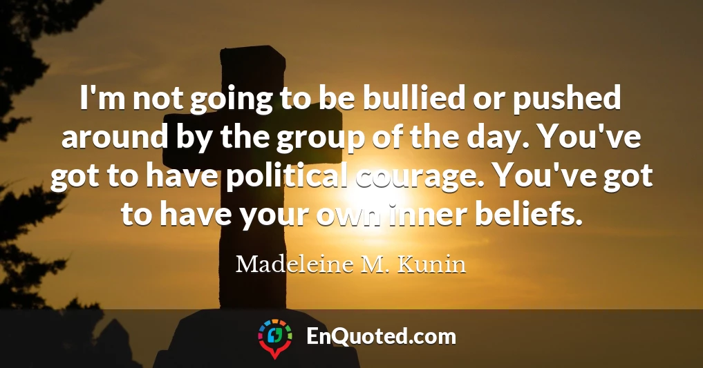 I'm not going to be bullied or pushed around by the group of the day. You've got to have political courage. You've got to have your own inner beliefs.