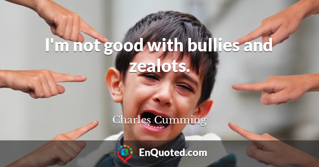 I'm not good with bullies and zealots.