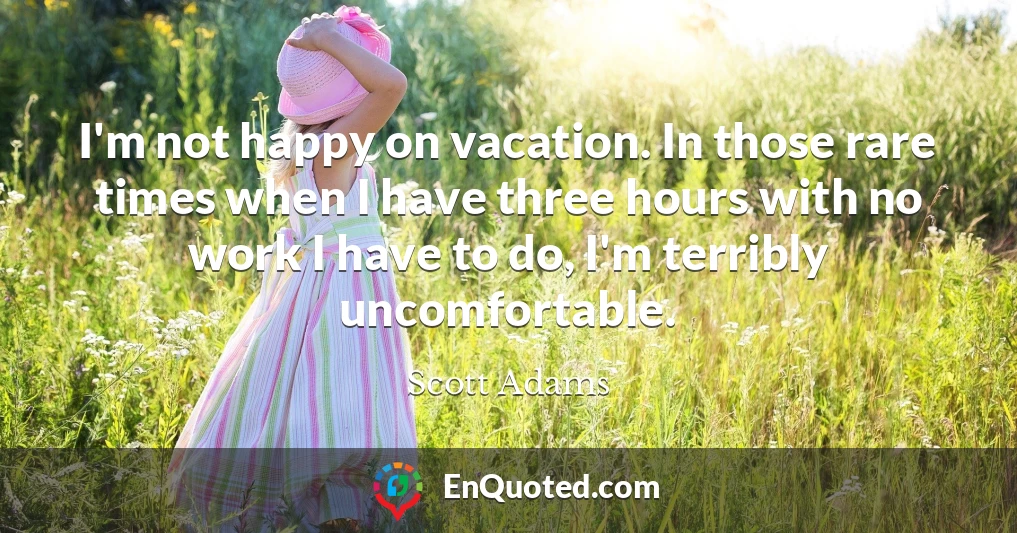 I'm not happy on vacation. In those rare times when I have three hours with no work I have to do, I'm terribly uncomfortable.