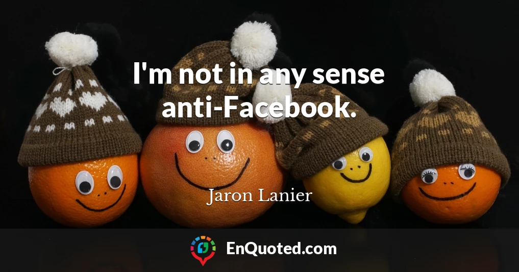 I'm not in any sense anti-Facebook.