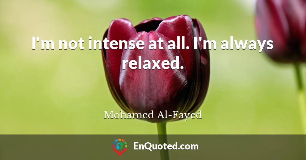 I'm not intense at all. I'm always relaxed.