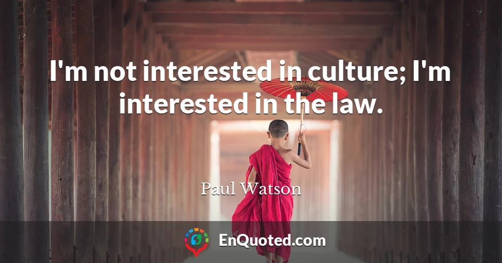 I'm not interested in culture; I'm interested in the law.
