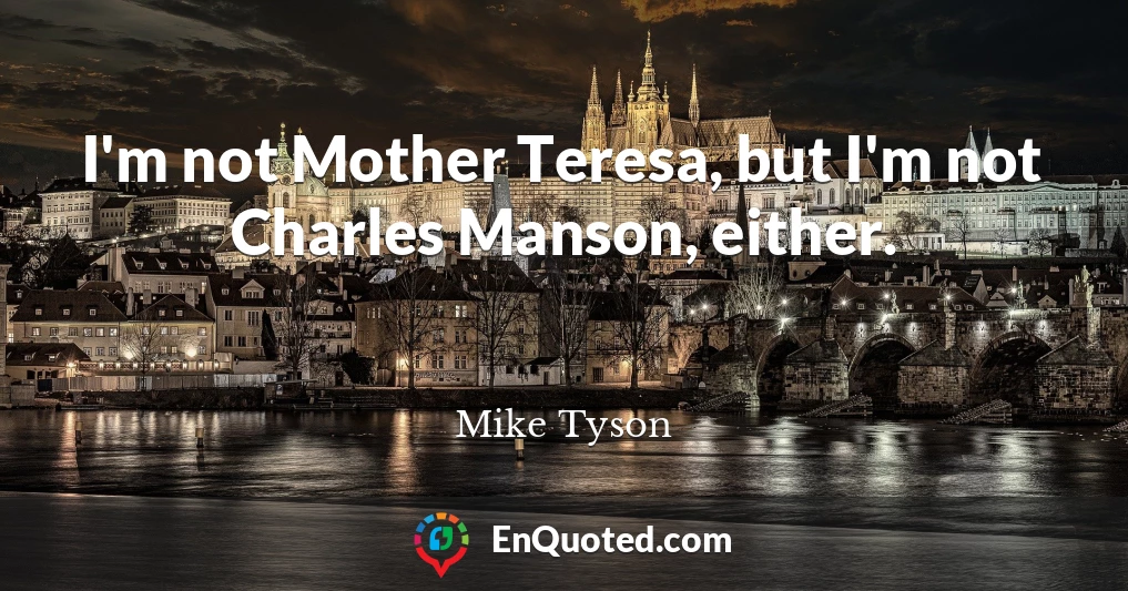 I'm not Mother Teresa, but I'm not Charles Manson, either.
