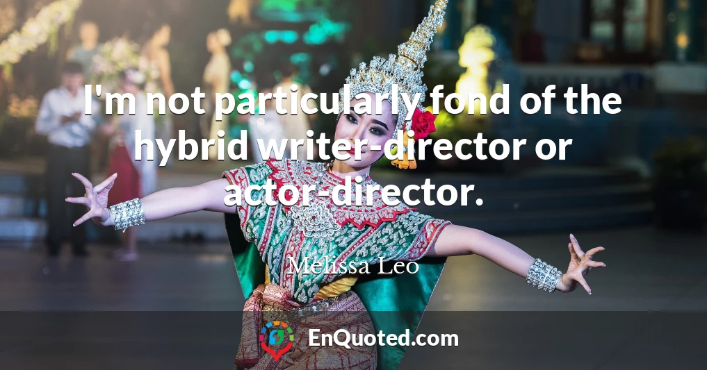 I'm not particularly fond of the hybrid writer-director or actor-director.