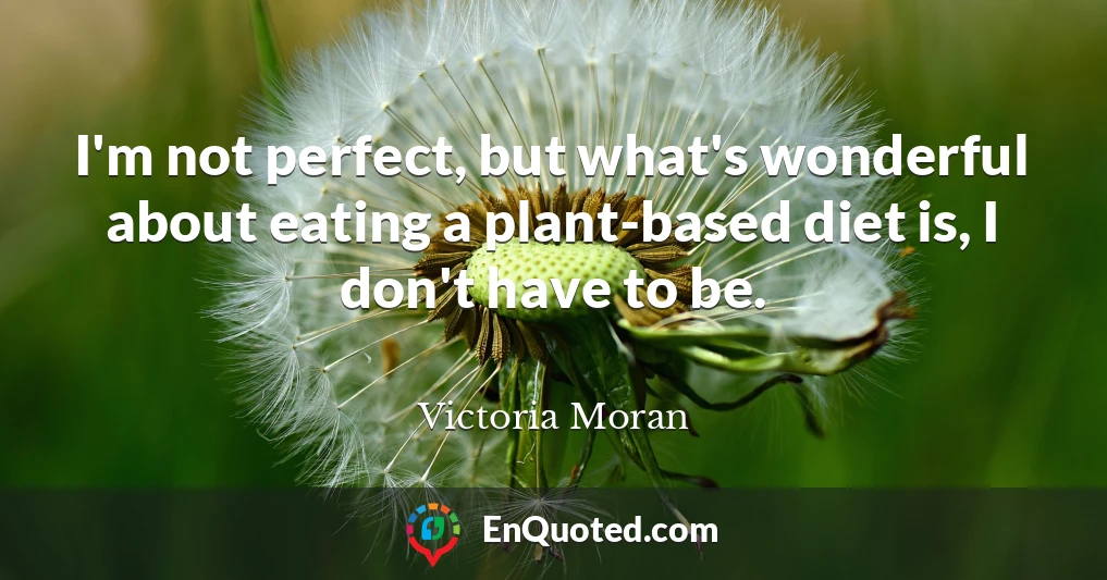 I'm not perfect, but what's wonderful about eating a plant-based diet is, I don't have to be.