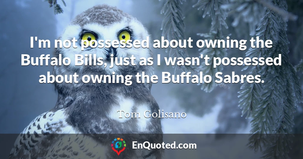 I'm not possessed about owning the Buffalo Bills, just as I wasn't possessed about owning the Buffalo Sabres.