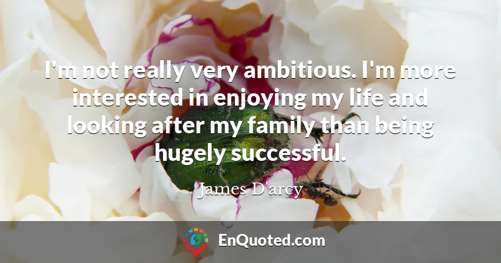 I'm not really very ambitious. I'm more interested in enjoying my life and looking after my family than being hugely successful.
