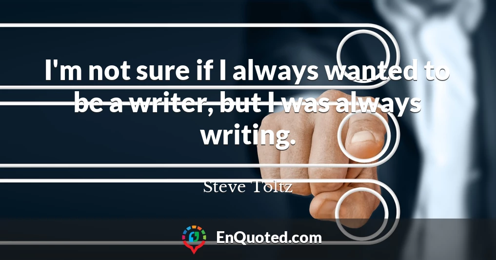I'm not sure if I always wanted to be a writer, but I was always writing.