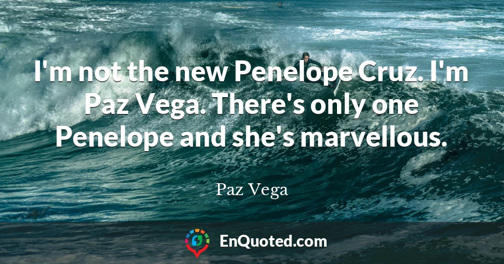 I'm not the new Penelope Cruz. I'm Paz Vega. There's only one Penelope and she's marvellous.