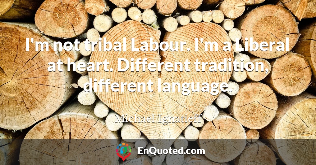 I'm not tribal Labour. I'm a Liberal at heart. Different tradition, different language.