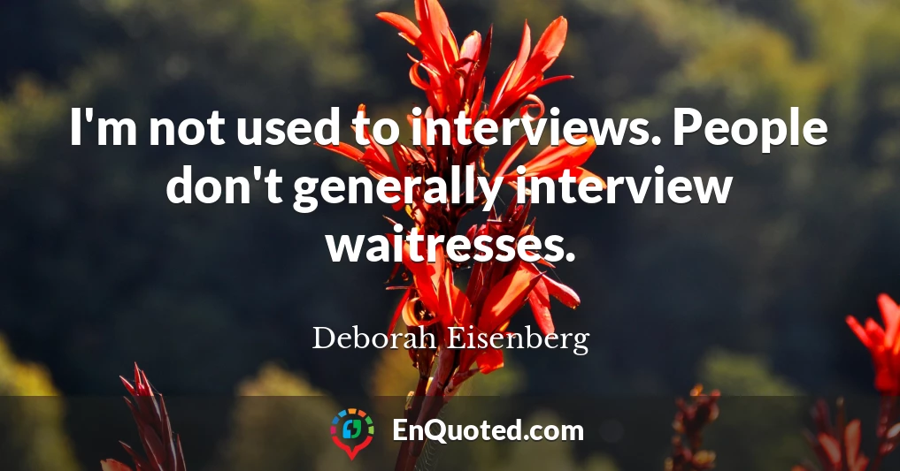 I'm not used to interviews. People don't generally interview waitresses.