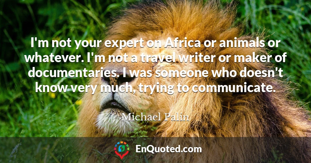I'm not your expert on Africa or animals or whatever. I'm not a travel writer or maker of documentaries. I was someone who doesn't know very much, trying to communicate.